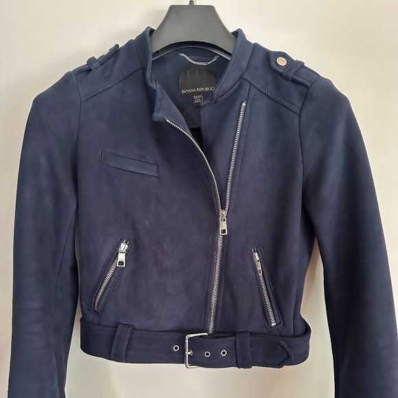 Banana Republic Faux Suede Navy Jacket - Picture 1 of 5